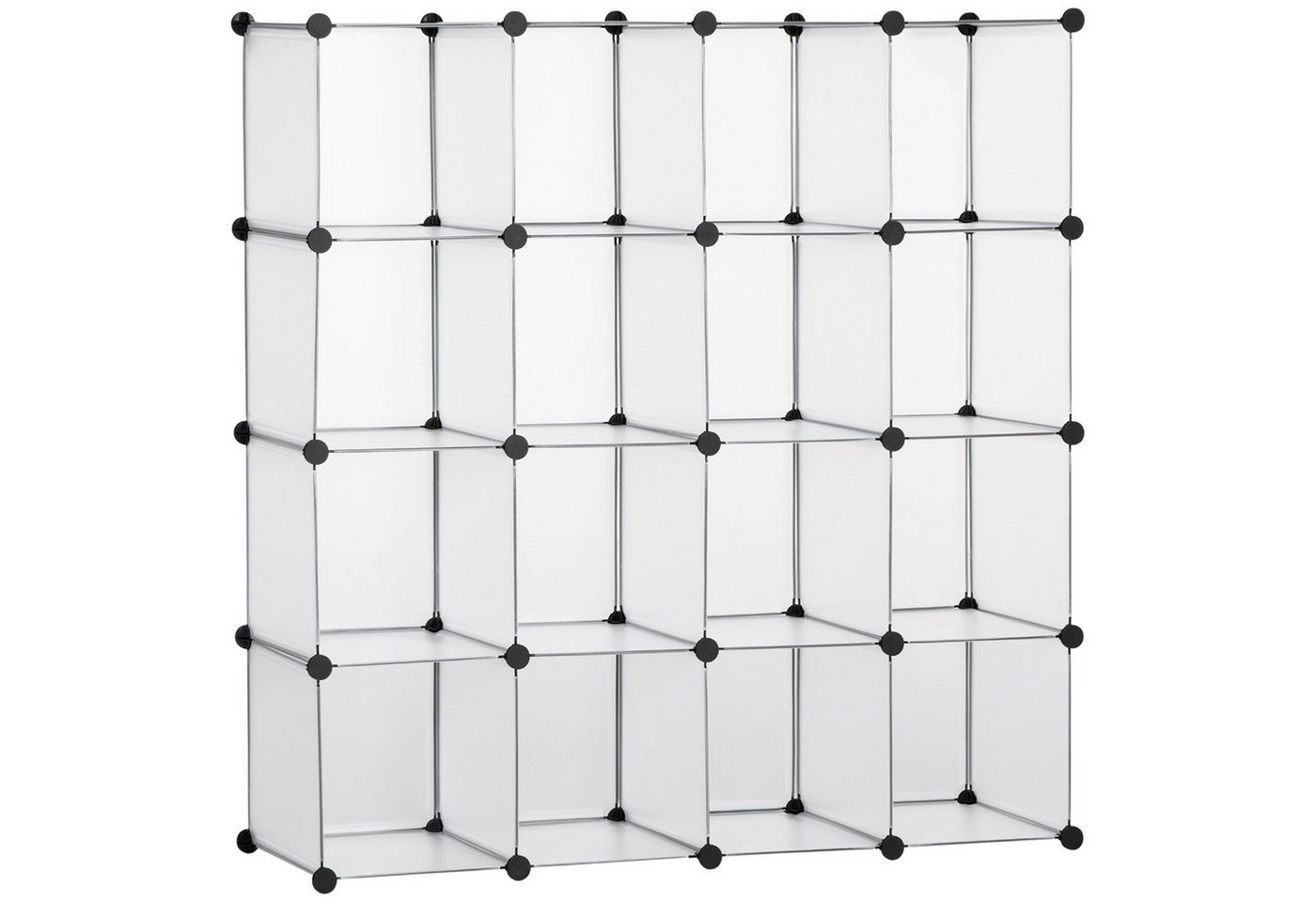 HOMCOM Kommode DIY Regalsystem mit 16 Würfeln (Aufbewahrungsregal, 1 St., DIY-Würfelregal), Kunststoff Stahl Weiß 125 x 32 x 125 cm von HOMCOM