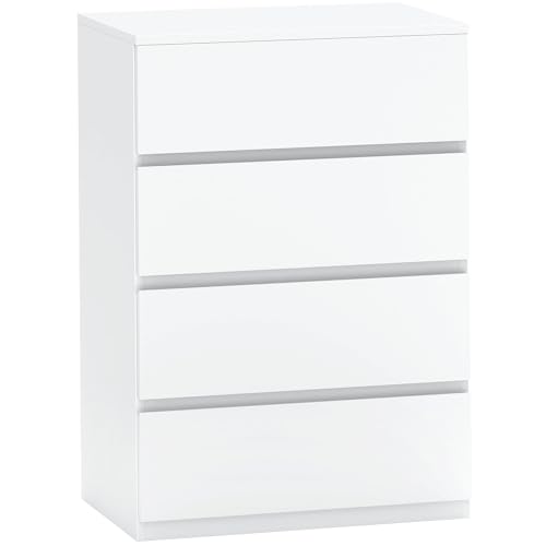 HOMCOM Kommode Schubladenschrank Sideboard mit 4 Schubladen, Büroschrank mit kippsicheren Zuglaschen, für Wohnzimmer, Schlafzimmer, Weiß, 55 x 33 x 80 cm HOMCOM Kommode Schubladenschrank Sideboard mit 4 Schubladen, Büroschrank mit kippsicheren Zuglaschen, für Wohnzimmer, Schlafzimmer, Weiß, 55 x 33 x 80 cm von HOMCOM