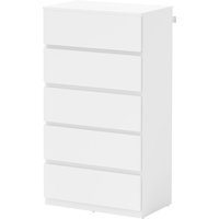 HOMCOM Kommode Schubladenschrank Sideboard mit 5 Schubladen, Büroschrank mit kippsicheren Zuglaschen, für Wohnzimmer, Schlafzimmer, Weiß, 55 x 34 x 100 cm   Aosom von HOMCOM