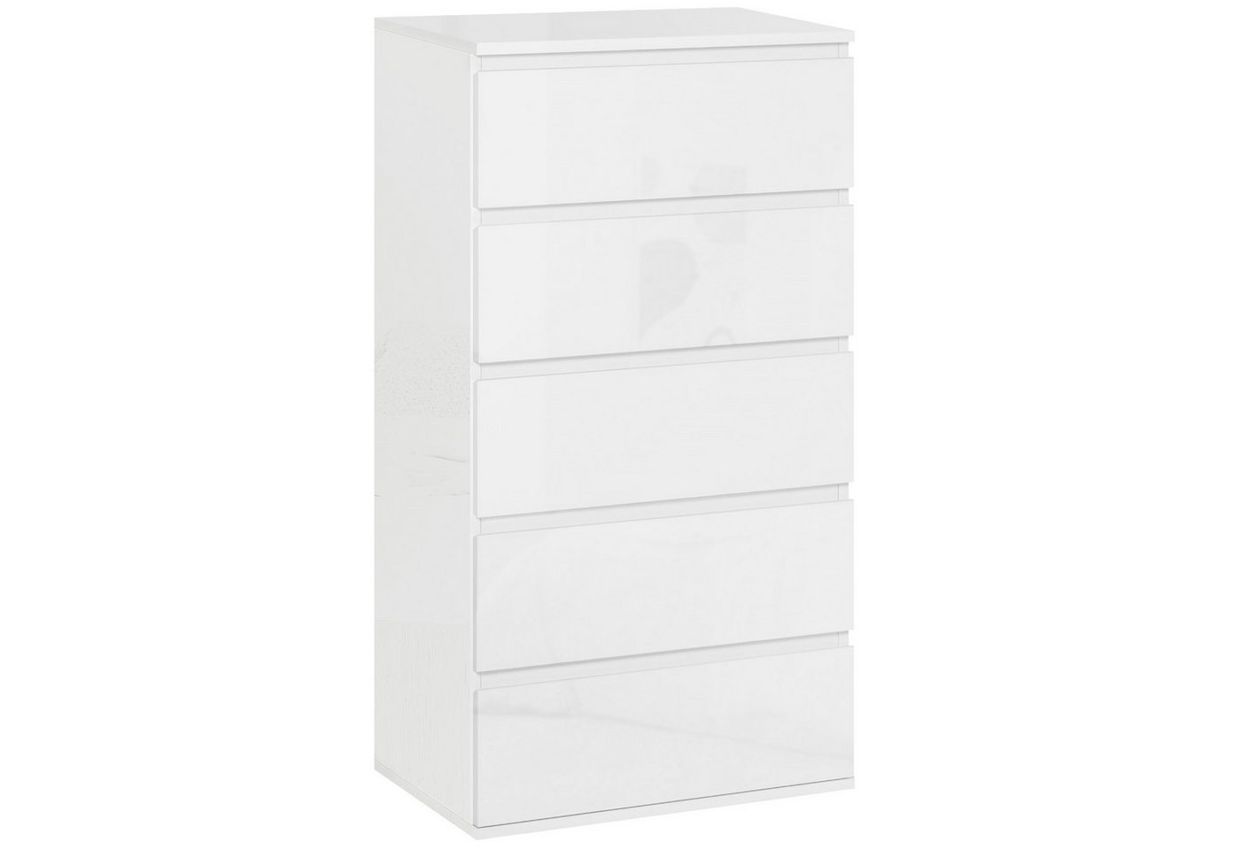 HOMCOM Kommode Schubladenschrank Sideboard mit 5 Schubladen (Büroschrank mit kippsicheren Zuglaschen, 1 St., für Wohnzimmer, Schlafzimmer), Weiß, 55 x 34 x 100 cm von HOMCOM
