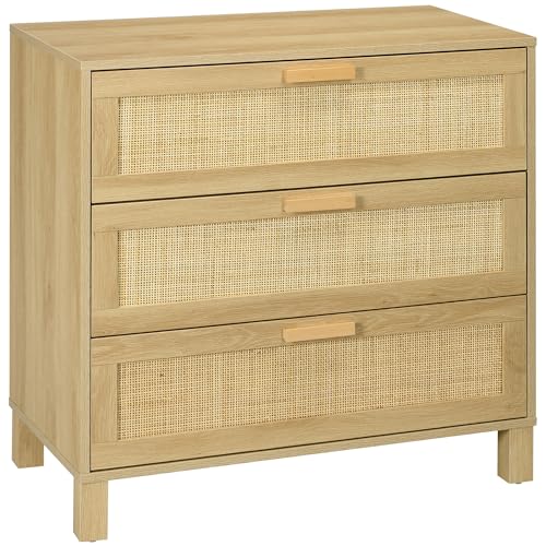HOMCOM Kommode Schubladenschrank mit 3 Schubladen, Rattanoptik, Beistellschrank mit Kippschutz für Wohnzimmer Schlafzimmer Natur 80 x 40 x 80 cm HOMCOM Kommode Schubladenschrank mit 3 Schubladen, Rattanoptik, Beistellschrank mit Kippschutz für Wohnzimmer Schlafzimmer Natur 80 x 40 x 80 cm von HOMCOM