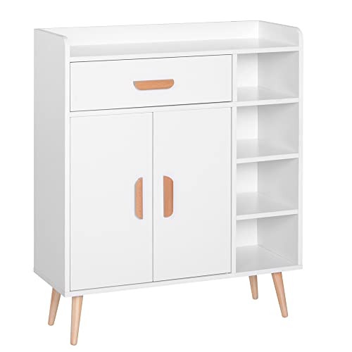 HOMCOM Kommode Sideboard Schubladenkommode Highboard Schrank Anrichte Schuhschrank mit 1 Schubladen 2 Türen 3 Fächern Weiß 80 x 29,5 x 96 cm HOMCOM Kommode Sideboard Schubladenkommode Highboard Schrank Anrichte Schuhschrank mit 1 Schubladen 2 Türen 3 Fächern Weiß 80 x 29,5 x 96 cm von HOMCOM