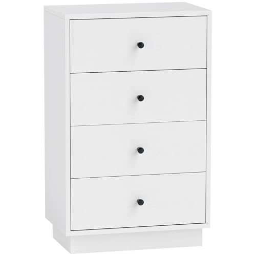 HOMCOM Kommode Sideboard mit 4 Schubladen Schrank aus Holzwerkstoff Aufbewahrungsschrank im Modern Stil Schubladenschrank Kommodenschrank für Wohnzimmer Schlafzimmer Flur 47 x 29 x 75 cm Weiß von HOMCOM