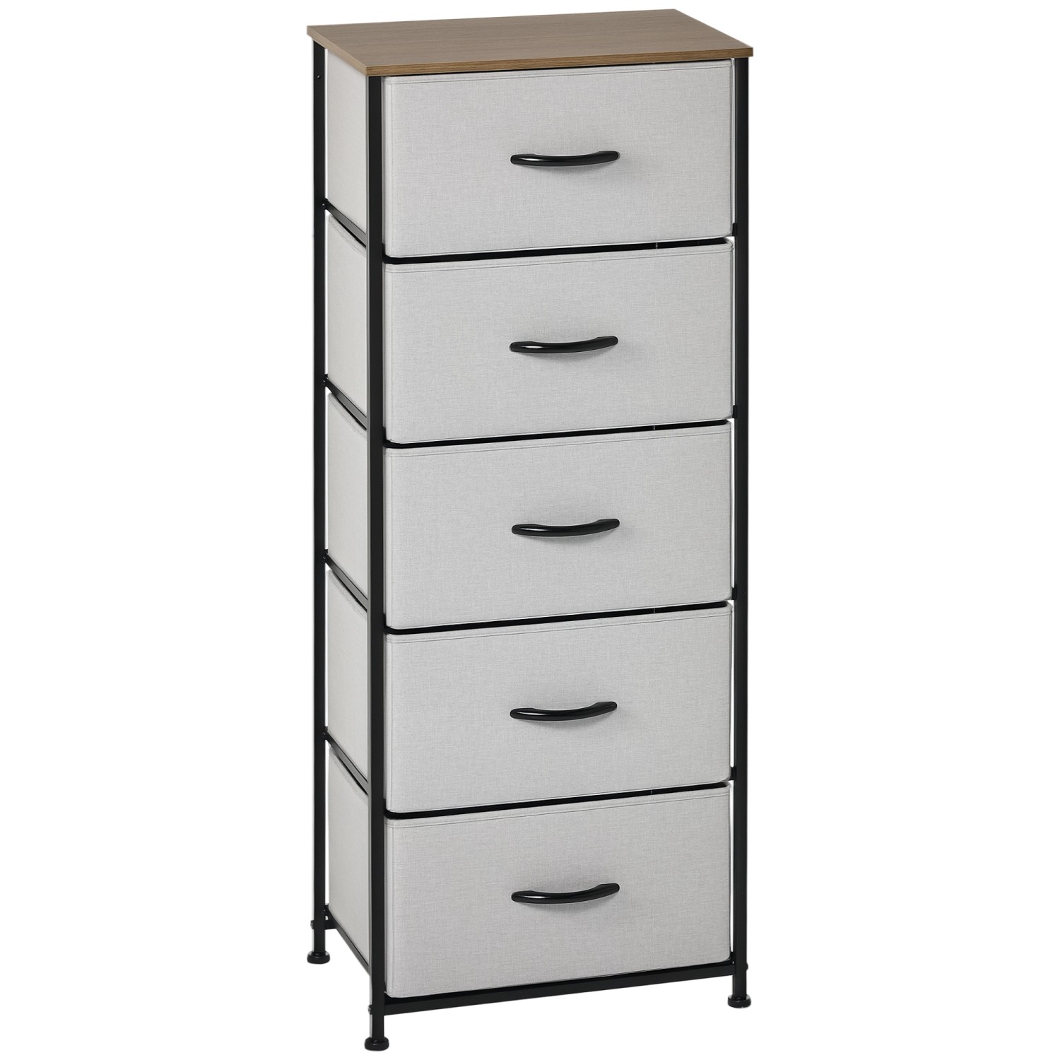 HOMCOM Kommode Sideboard mit 5 Klappbaren Schubladenschrank Grau von HOMCOM
