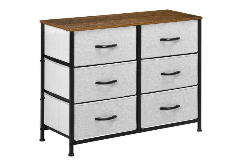 HOMCOM Kommode Sideboard mit 6 klappbaren Stoffschubladen, Schubladenschrank (Aufbewahrungsschrank, 1 St., Mehrzweckschrank), Grau 80 x 30 x 62,5 cm von HOMCOM