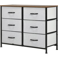 HOMCOM Kommode  Sideboard mit 6 klappbaren Stoffschubladen, Schubladenschrank mit Arbeitsplatte, Mehrzweckschrank, Grau  Aosom.de von HOMCOM