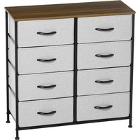 HOMCOM Kommode Sideboard mit 8 klappbaren Stoffschubladen, Schubladenschrank mit Arbeitsplatte, Griff, Mehrzweckschrank mit Kippschutz, für Wohnzimmer Schlafzimmer, Grau   Aosom von HOMCOM