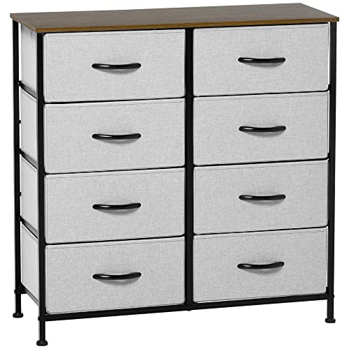 HOMCOM Kommode Sideboard mit 8 klappbaren Stoffschubladen, Schubladenschrank mit Arbeitsplatte, Griff, Mehrzweckschrank mit Kippschutz, für Wohnzimmer Schlafzimmer, Grau HOMCOM Kommode Sideboard mit 8 klappbaren Stoffschubladen, Schubladenschrank mit Arbeitsplatte, Griff, Mehrzweckschrank mit Kippschutz, für Wohnzimmer Schlafzimmer, Grau von HOMCOM