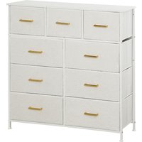 HOMCOM Kommode Sideboard mit 9 Stoffschubladen, Schubladenschrank mit Arbeitsplatte, Griff, Aufbewahrungsschrank für Wohnzimmer, Schlafzimmer, Cremeweiß   Aosom von HOMCOM