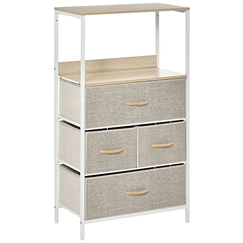 HOMCOM Kommode aus Stoff mit 4 Schubladen Kommode aus Stoff mit offenem Fach und Metallrahmen Kommode aus Stoff Schlafzimmer Kommode aus Schubladen Flur Kommode aus Schubladen Grau HOMCOM Kommode aus Stoff mit 4 Schubladen Kommode aus Stoff mit offenem Fach und Metallrahmen Kommode aus Stoff Schlafzimmer Kommode aus Schubladen Flur Kommode aus Schubladen Grau von HOMCOM