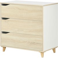 HOMCOM Kommode mit 3 Schubladen Aufbewahrungsschrank zweifarbig weiß und Holz-Optik - 75 x 42 x 75 cm   Aosom von HOMCOM