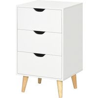 HOMCOM Kommode mit 3 Schubladen Nachtkonsole Aufbewahrungsmöbel im skandinavischen Stil aus Holz - 40 x 35 x 68,5 cm - Weiß   Aosom von HOMCOM