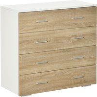 HOMCOM Kommode mit 4 Schubladen Badezimmerschrank Schubladenschrank für Schlafzimmer Wohnzimmer Eiche Weiß 76x35x72 cm   Aosom von HOMCOM
