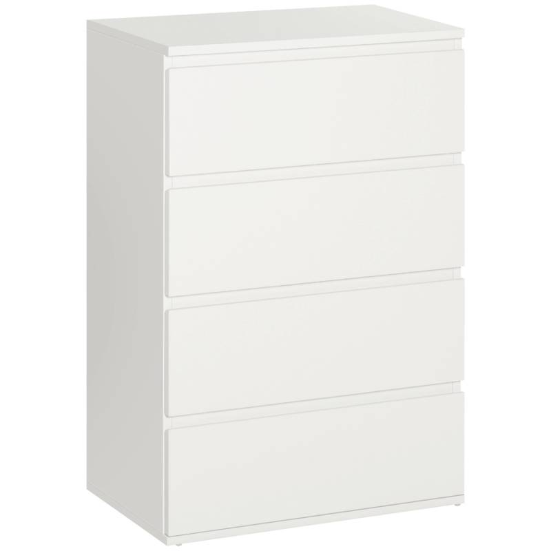 HOMCOM Kommode mit 4 Schubladen & Kippsicheren Zuglaschen Weiß  55 x 33 x 80 cm von HOMCOM
