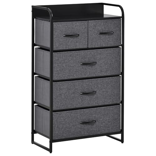 HOMCOM Kommode mit 5 Schubladen, faltbar, aus Stoff, 58 x 29 x 99 cm, Grau HOMCOM Kommode mit 5 Schubladen, faltbar, aus Stoff, 58 x 29 x 99 cm, Grau von HOMCOM