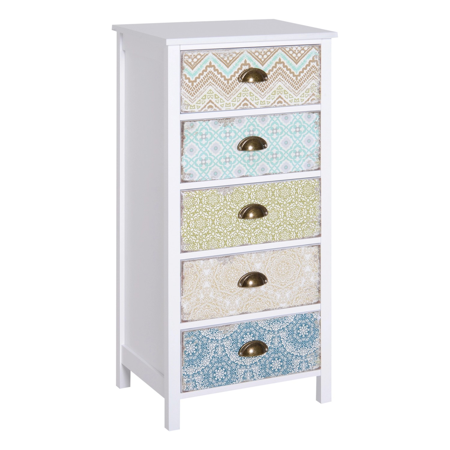 HOMCOM Kommode mit 5 Schubladen Kippschutz für Wohnzimmer & Schlafzimmer Bunt HOMCOM Kommode mit 5 Schubladen Kippschutz für Wohnzimmer & Schlafzimmer Bunt von HOMCOM