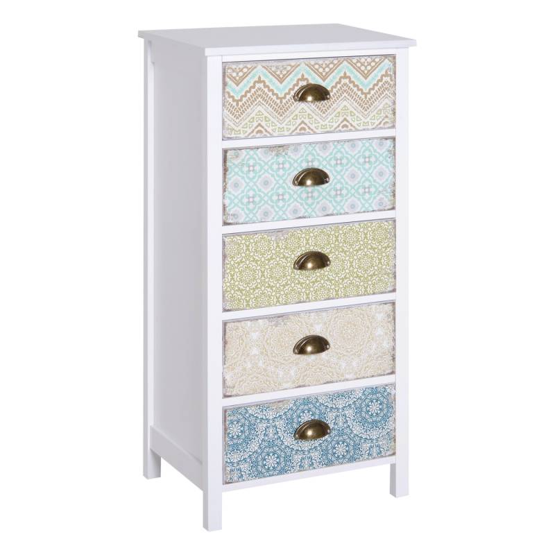 HOMCOM Kommode mit 5 Schubladen Kippschutz für Wohnzimmer & Schlafzimmer Bunt HOMCOM Kommode mit 5 Schubladen Kippschutz für Wohnzimmer & Schlafzimmer Bunt von HOMCOM