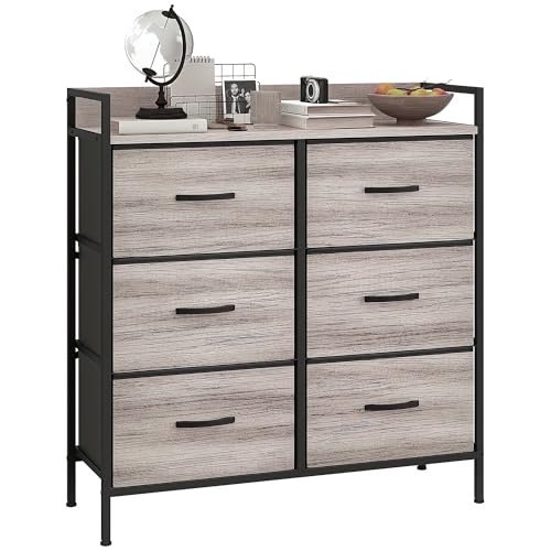 HOMCOM Kommode mit 6 Schubladen aus Stoff Aufbewahrungsschrank Kommodenschrank mit Holzoptik, Griffen, Stahlgestell, Industrie-Design Sideboard für Wohnzimmer Grau HOMCOM Kommode mit 6 Schubladen aus Stoff Aufbewahrungsschrank Kommodenschrank mit Holzoptik, Griffen, Stahlgestell, Industrie-Design Sideboard für Wohnzimmer Grau von HOMCOM