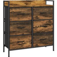 HOMCOM Kommode mit 6 Stoffschubladen – Faltboxen, pulverbeschichteter Stahl, Industrial, 79 x 29 x 85 cm, Rustikabraun   Aosom HOMCOM Kommode mit 6 Stoffschubladen – Faltboxen, pulverbeschichteter Stahl, Industrial, 79 x 29 x 85 cm, Rustikabraun   Aosom von HOMCOM