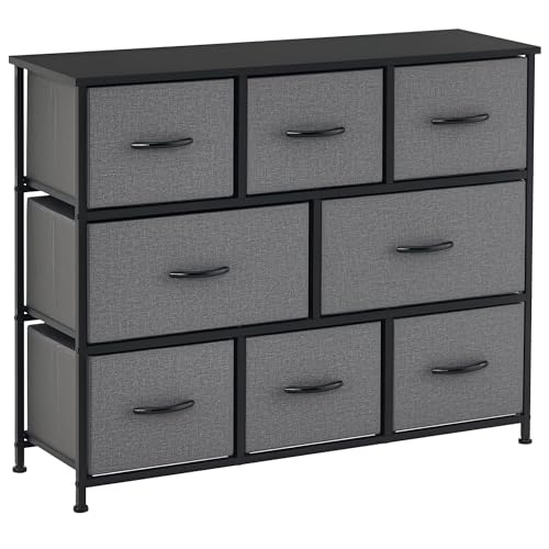 HOMCOM Kommode mit 8 Schubladen aus Stoff Aufbewahrungsschrank Kommodenschrank mit Griffen, Metallgestell, Modern-Design Schrank für Schlafzimmer, Wohnzimmer Dunkelgrau HOMCOM Kommode mit 8 Schubladen aus Stoff Aufbewahrungsschrank Kommodenschrank mit Griffen, Metallgestell, Modern-Design Schrank für Schlafzimmer, Wohnzimmer Dunkelgrau von HOMCOM