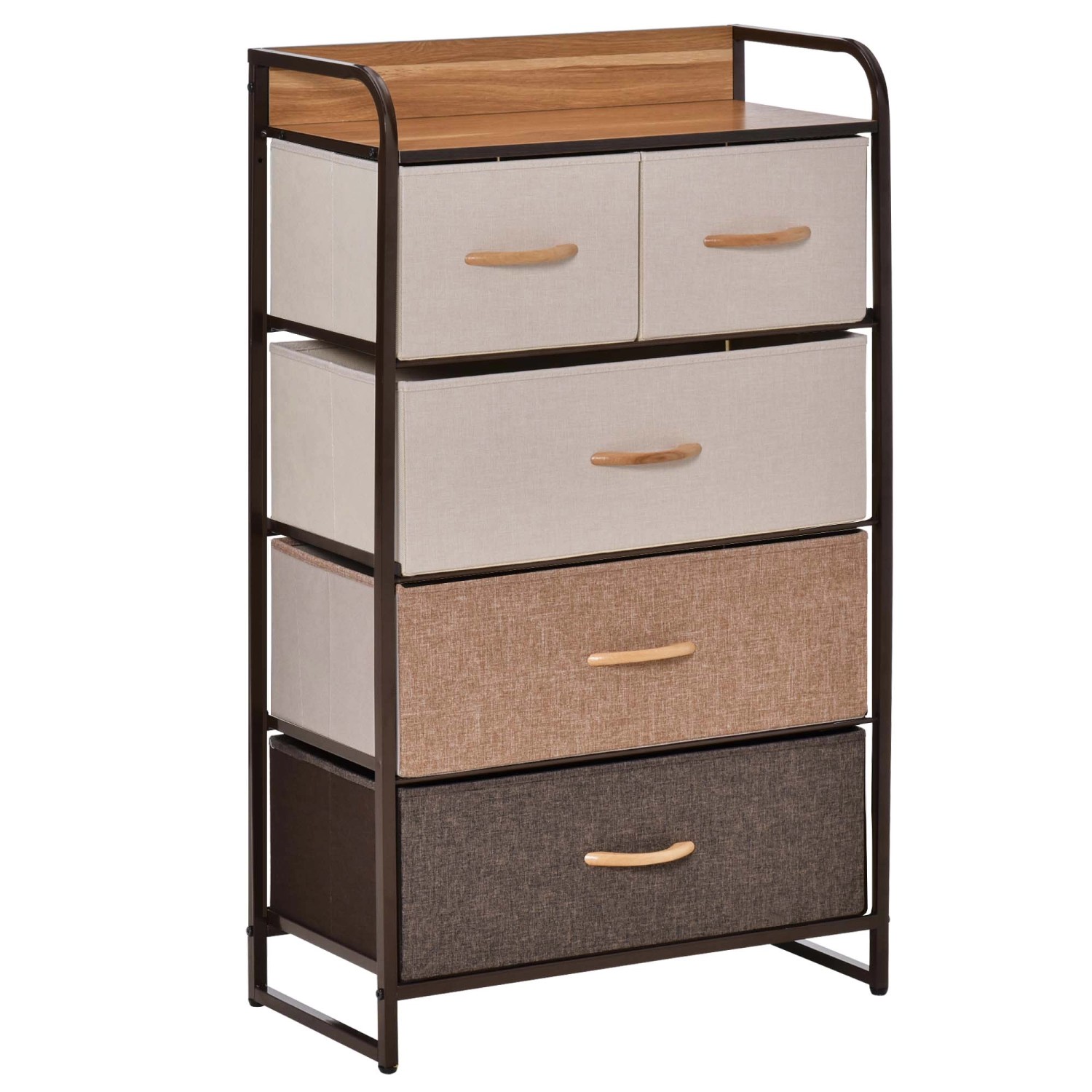 HOMCOM Kommode mit Griff Leinen Stahl Mehrfarbig 58L x 29B x 99H cm von HOMCOM
