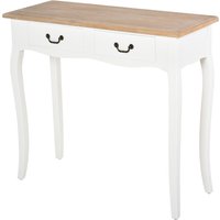 HOMCOM Konsole Eingangstisch Beistelltisch mexikanischer Stil 2 Schubladen Maße 87L x 34B x 78H cm MDF Massivholz Kiefer Hell Weiß   Aosom von HOMCOM