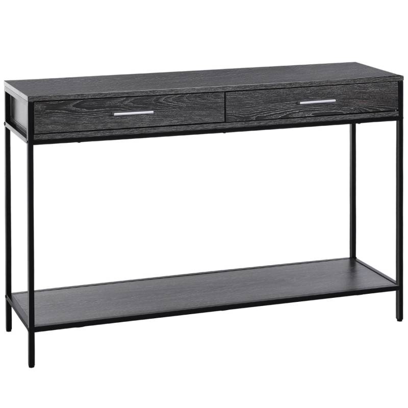 HOMCOM Konsolentisch 2 Schubladen Unterregal Stahl Grau 120 x 30 x 81,5 cm von HOMCOM