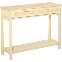 HOMCOM Konsolentisch Beistelltisch Rattan-Design mit 2 Schubladen Sideboard Eingang MDF Spanplatte 100 x 30 x 76 cm Aosom HOMCOM Konsolentisch Beistelltisch Rattan-Design mit 2 Schubladen Sideboard Eingang MDF Spanplatte 100 x 30 x 76 cm Aosom von HOMCOM