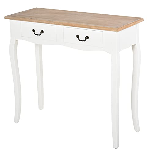 HOMCOM Konsolentisch Couchtisch Mexikanischer Stil 2 Schubladen ABM. 87L x 34l x 78H cm MDF Massivholz Kiefer Hell Weiß von HOMCOM