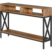HOMCOM Konsolentisch Eingang Industriedesign mit mehreren Ablagen 120 x 23,5 x 75 cm Nussbaum   Aosom von HOMCOM