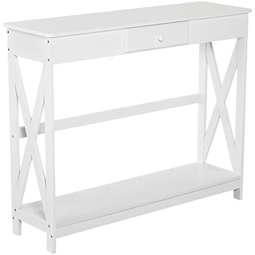 HOMCOM Konsolentisch Eingangstisch mit 1 Schublade + 1 Regal ABM. 100L x 30l x 81H cm Holz Weiß HOMCOM Konsolentisch Eingangstisch mit 1 Schublade + 1 Regal ABM. 100L x 30l x 81H cm Holz Weiß von HOMCOM