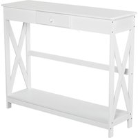 HOMCOM Konsolentisch Eingangstisch mit 1 Schublade + 1 Regal dim. 100L x 30B x 81H cm aus Holz Weiß Aosom HOMCOM Konsolentisch Eingangstisch mit 1 Schublade + 1 Regal dim. 100L x 30B x 81H cm aus Holz Weiß Aosom von HOMCOM