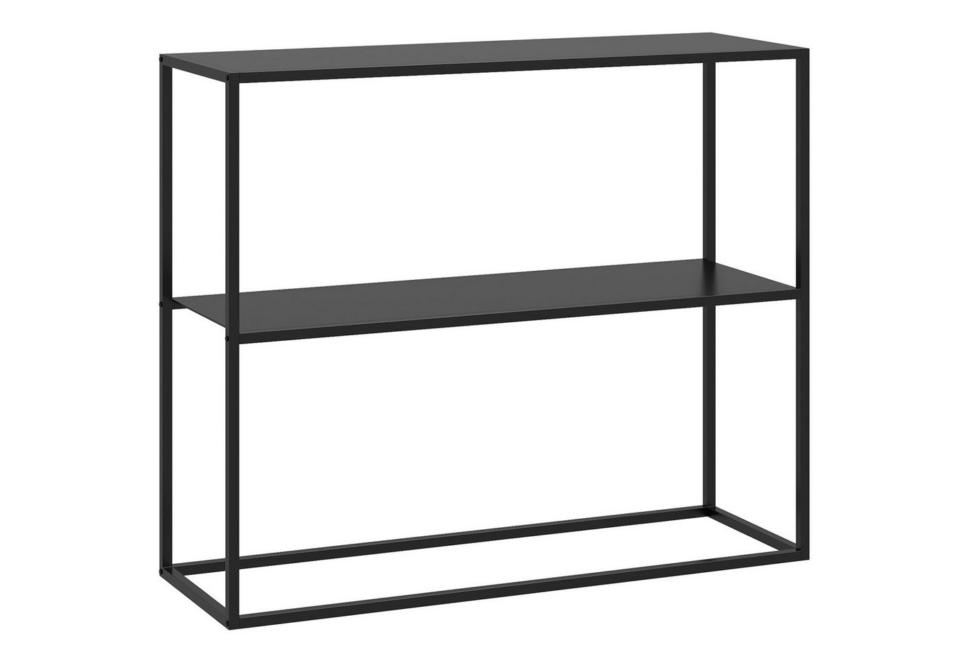 HOMCOM Konsolentisch mit 2 Ebenen, Dekotisch, Sofatisch mit Kippschutz (Beistelltisch, 1-St., Flurtisch), aus Stahl, Schwarz, 90 x 30 x 75 cm von HOMCOM