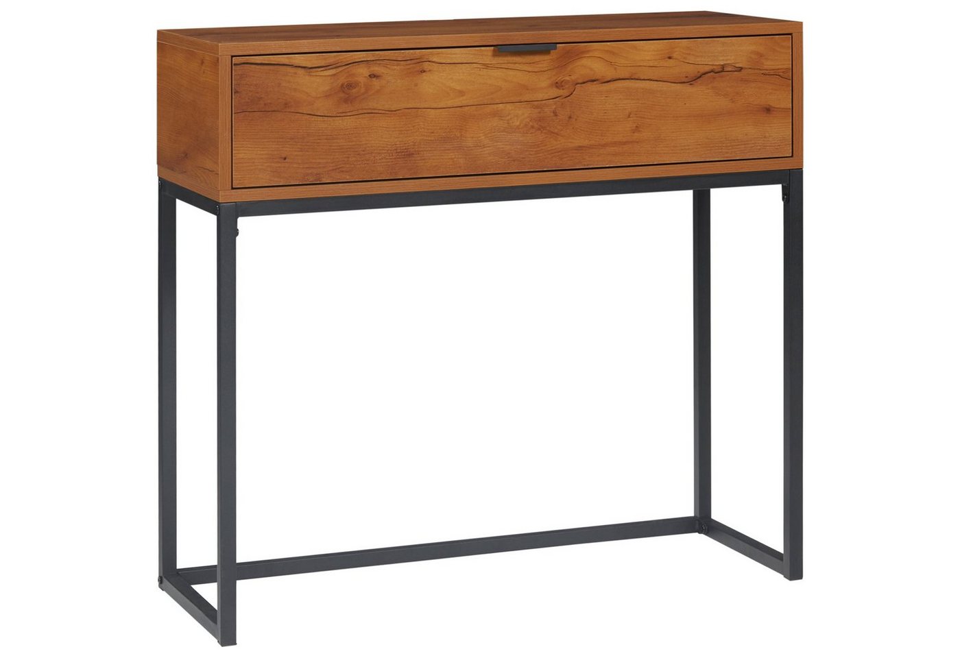 HOMCOM Konsolentisch mit Stauraum, Sofatisch Flurtisch im Industriedesign, Beistelltisch (Eingangstisch, 1-St., Sofatisch), Stahl, Braun, 80 x 30 x 76 cm von HOMCOM