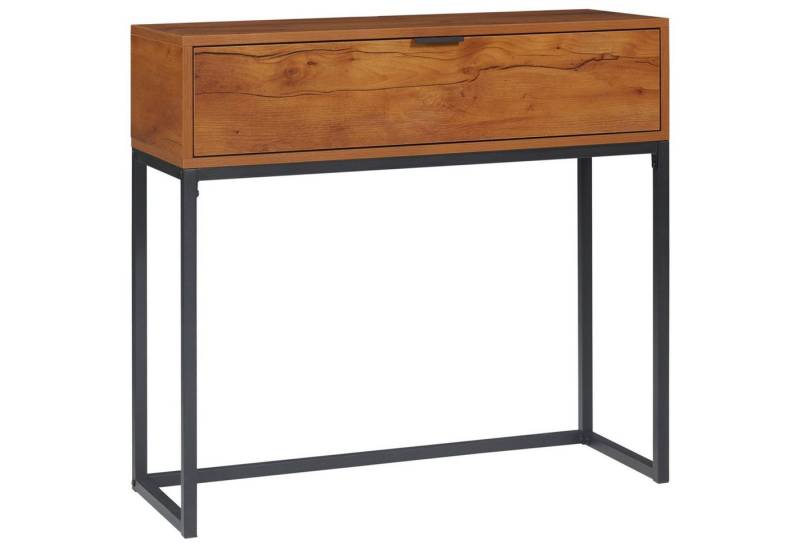 HOMCOM Konsolentisch mit Stauraum, Sofatisch Flurtisch im Industriedesign, Beistelltisch (Eingangstisch, 1-St., Sofatisch), Stahl, Braun, 80 x 30 x 76 cm von HOMCOM
