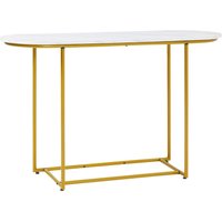 HOMCOM Konsolentisch Flurtisch Moderner Beistelltisch Sofatisch Stahl, Weiß+Gold von HOMCOM