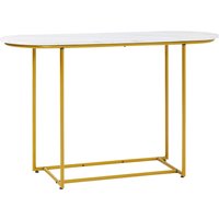 HOMCOM Konsolentisch Flurtisch Moderner Beistelltisch Sofatisch für Wohnzimmer, Flur, Eingangsbereich, Stahl, Weiß+Gold,120 x 40 x75 cm von HOMCOM