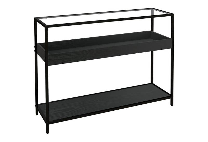 HOMCOM Konsolentisch mit 2 Regalen, Flurtisch mit Glasplatte, (Schuhregal, 1-St., Flurkonsole), Stahl, Schwarz, 100 x 30 x 78 cm von HOMCOM