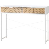HOMCOM Konsolentisch Industriestil mit 2 Schubladen Eichenholzoptik Chevron-Muster Metallgestell Weiß Aosom HOMCOM Konsolentisch Industriestil mit 2 Schubladen Eichenholzoptik Chevron-Muster Metallgestell Weiß Aosom von HOMCOM
