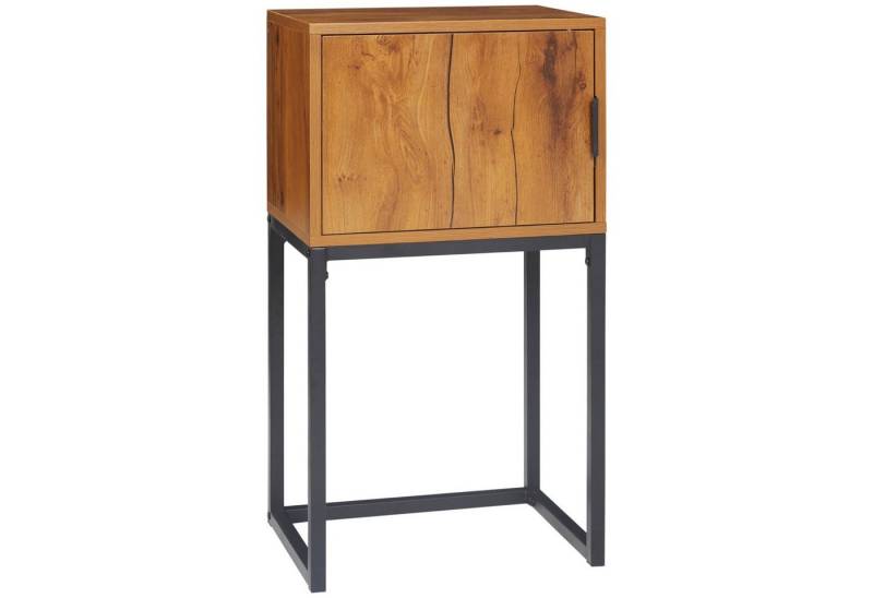 HOMCOM Konsolentisch mit Stauraum, Sofatisch Flurtisch im Industriedesign, Beistelltisch (Couchtisch, 1-St., Beistelltisch), Stahl, Natur, 40 x 30 x 76 cm von HOMCOM