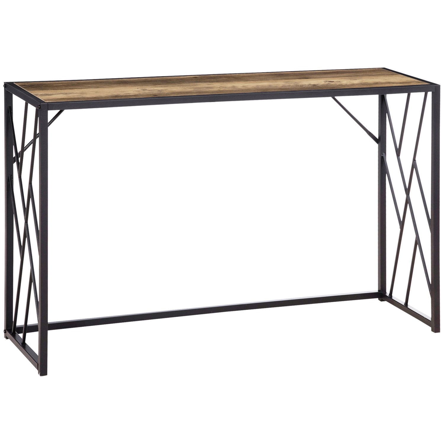 HOMCOM Konsolentisch Spanplatte Metall Braun 120L x 35B x 75H cm von HOMCOM
