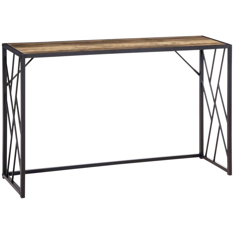 HOMCOM Konsolentisch Spanplatte Metall Braun 120L x 35B x 75H cm von HOMCOM