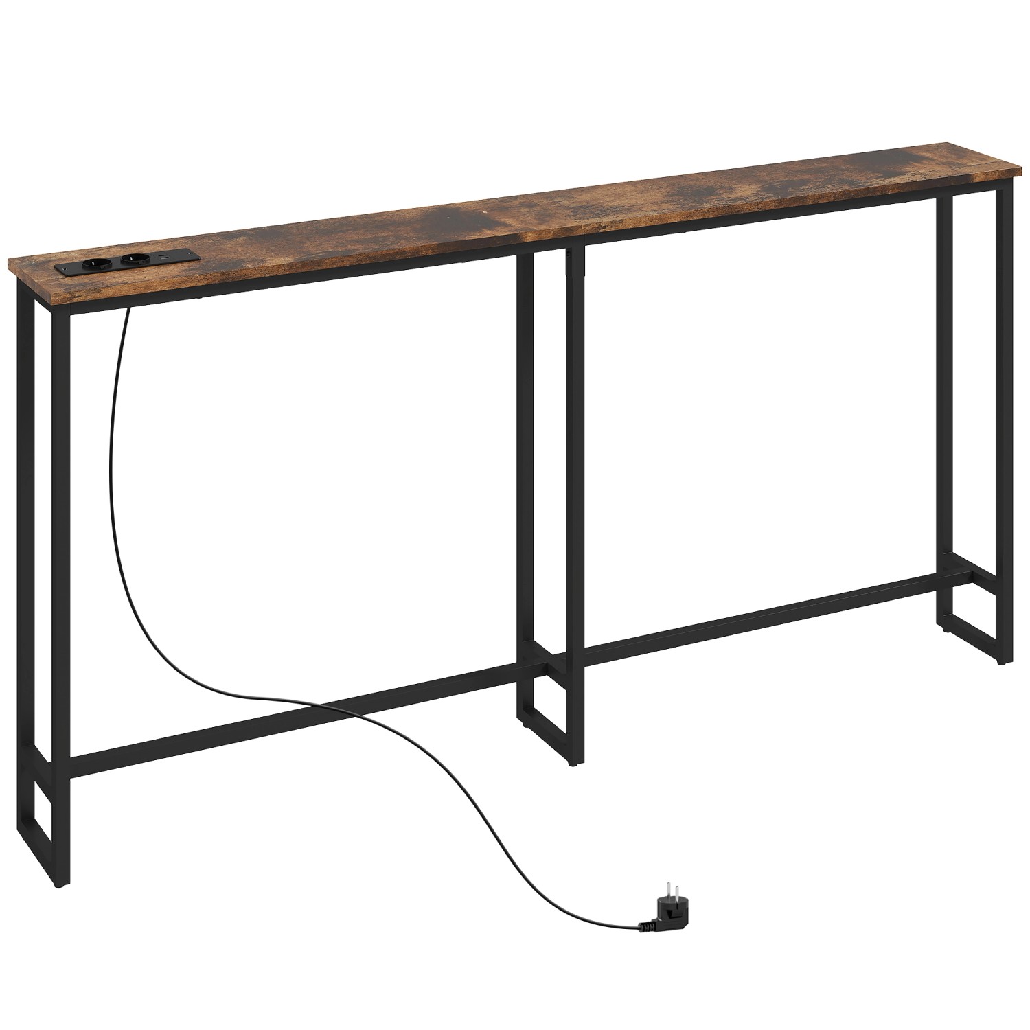 HOMCOM Konsolentisch Spanplatte Stahl 160L x 20B x 80H cm Rustikal-Braun von HOMCOM