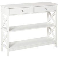 HOMCOM Konsolentisch für Wohnzimmer & Eingangsbereich mit Schublade und 2-stufigen Ablagefächern X-Rahmen Anti-Kipp-Design MDF Weiß 100 x 30,5 x 80 cm Aosom HOMCOM Konsolentisch für Wohnzimmer & Eingangsbereich mit Schublade und 2-stufigen Ablagefächern X-Rahmen Anti-Kipp-Design MDF Weiß 100 x 30,5 x 80 cm Aosom von HOMCOM