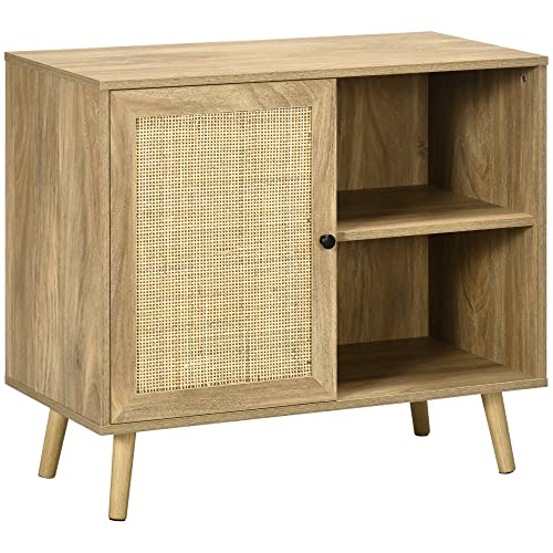 HOMCOM Küche Anrichte Buffet Wohnzimmer Küche Anrichte mit Rattan Tür und 2 Regale für Esszimmer 80x39x70 cm Natur HOMCOM Küche Anrichte Buffet Wohnzimmer Küche Anrichte mit Rattan Tür und 2 Regale für Esszimmer 80x39x70 cm Natur von HOMCOM