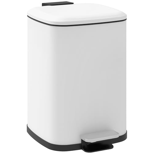 HOMCOM Küchenabfalleimer 12L mit sanft schließendem Deckel Treteimer Anti-Fingerprint-Eimer und herausnehmbarem Inneneimer, weiß HOMCOM Küchenabfalleimer 12L mit sanft schließendem Deckel Treteimer Anti-Fingerprint-Eimer und herausnehmbarem Inneneimer, weiß von HOMCOM