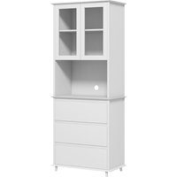 HOMCOM Küchenbuffet Aufbewahrungsschrank 2 Glastüren 3 Schubladen und mittleres Fach 68B x 38T x 172H cm in weißem Holz Aosom HOMCOM Küchenbuffet Aufbewahrungsschrank 2 Glastüren 3 Schubladen und mittleres Fach 68B x 38T x 172H cm in weißem Holz Aosom von HOMCOM