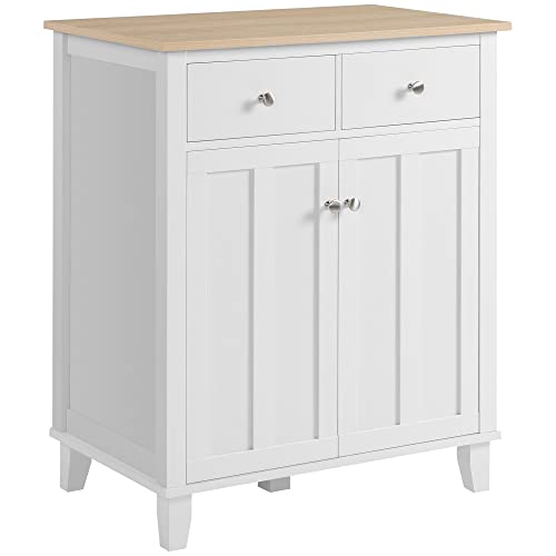 HOMCOM Küchenbuffet Kommode Aufbewahrungsmöbel für Schlafzimmer, Wohnzimmer Büro mit 2 Türen 2 Schubladen - 76 x 48 x 91 cm - Weiß und Holzoptik HOMCOM Küchenbuffet Kommode Aufbewahrungsmöbel für Schlafzimmer, Wohnzimmer Büro mit 2 Türen 2 Schubladen - 76 x 48 x 91 cm - Weiß und Holzoptik von HOMCOM