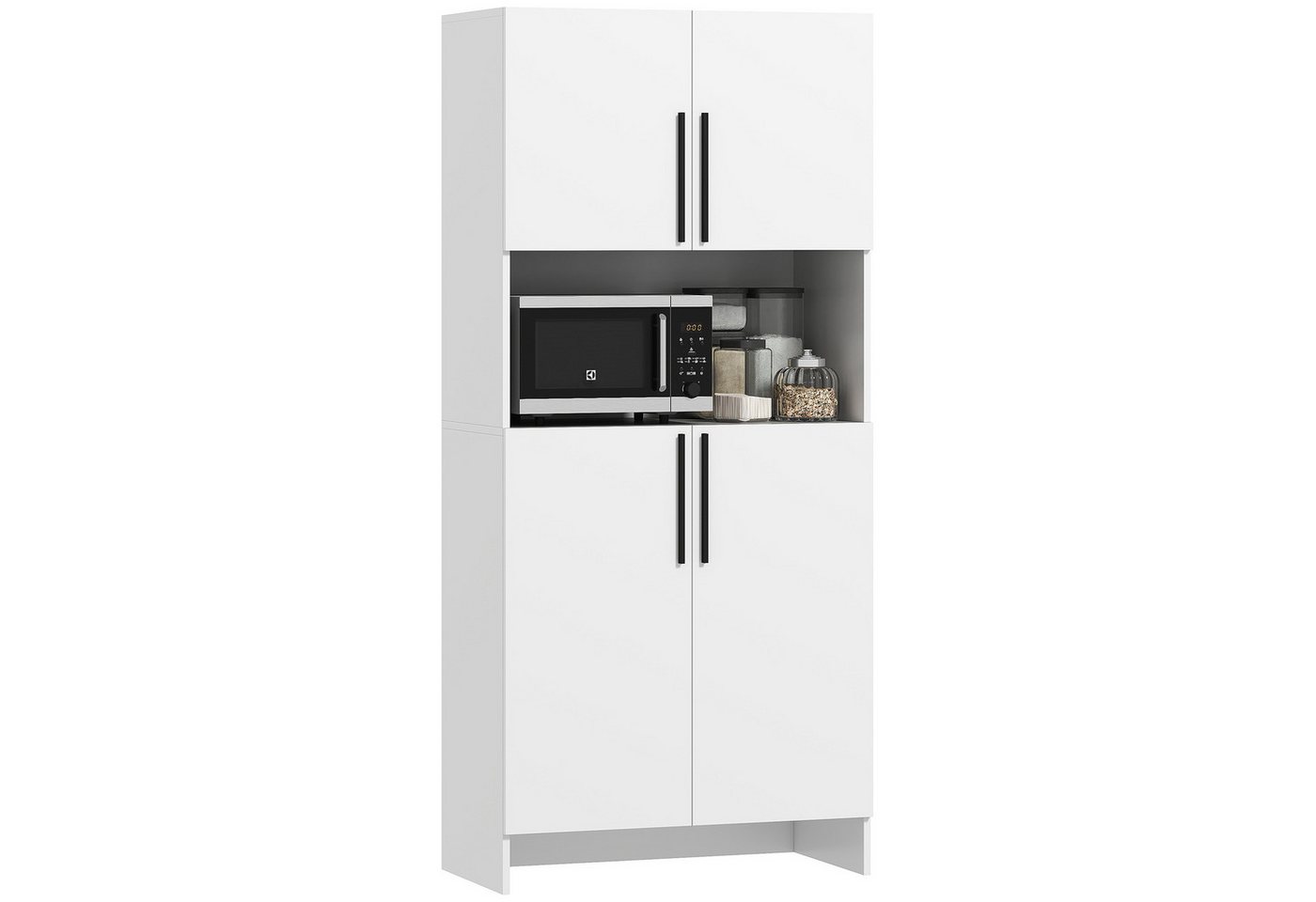 HOMCOM Küchenbuffet Küchenschrank mit Mikrowellenablage, Soft-Close-Tür (Aufbewahrungsschrank, 1-St., Vitrinenschrank) für Küche Esszimmer 79 x 40 x 175 cm Weiß von HOMCOM