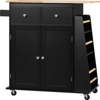 HOMCOM Kücheninsel Küchenmöbel mit Arbeitsplatte Regal Flaschenregal Geschirrtuchhalter 2 Schubladen Doppeltürschrank MDF Schwarz Kautschukholz Aosom HOMCOM Kücheninsel Küchenmöbel mit Arbeitsplatte Regal Flaschenregal Geschirrtuchhalter 2 Schubladen Doppeltürschrank MDF Schwarz Kautschukholz Aosom von HOMCOM
